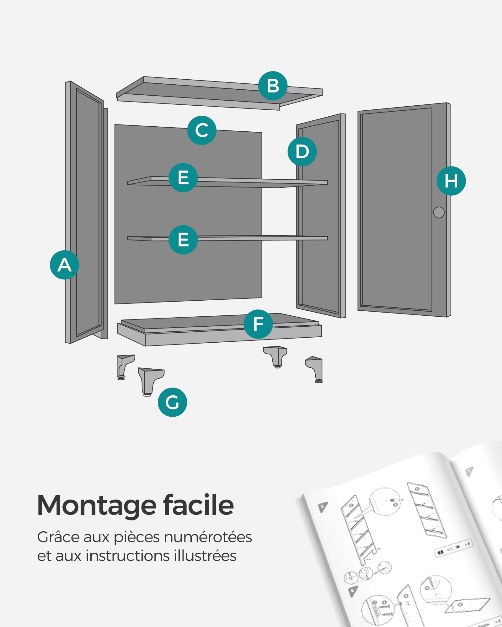 SONGMICS Caisson de Bureau, Placard Polyvalent, Armoire de Bureau à 2 Portes, Verrouillable, en Acier, pour Salon, Noir Mat OMC013B01