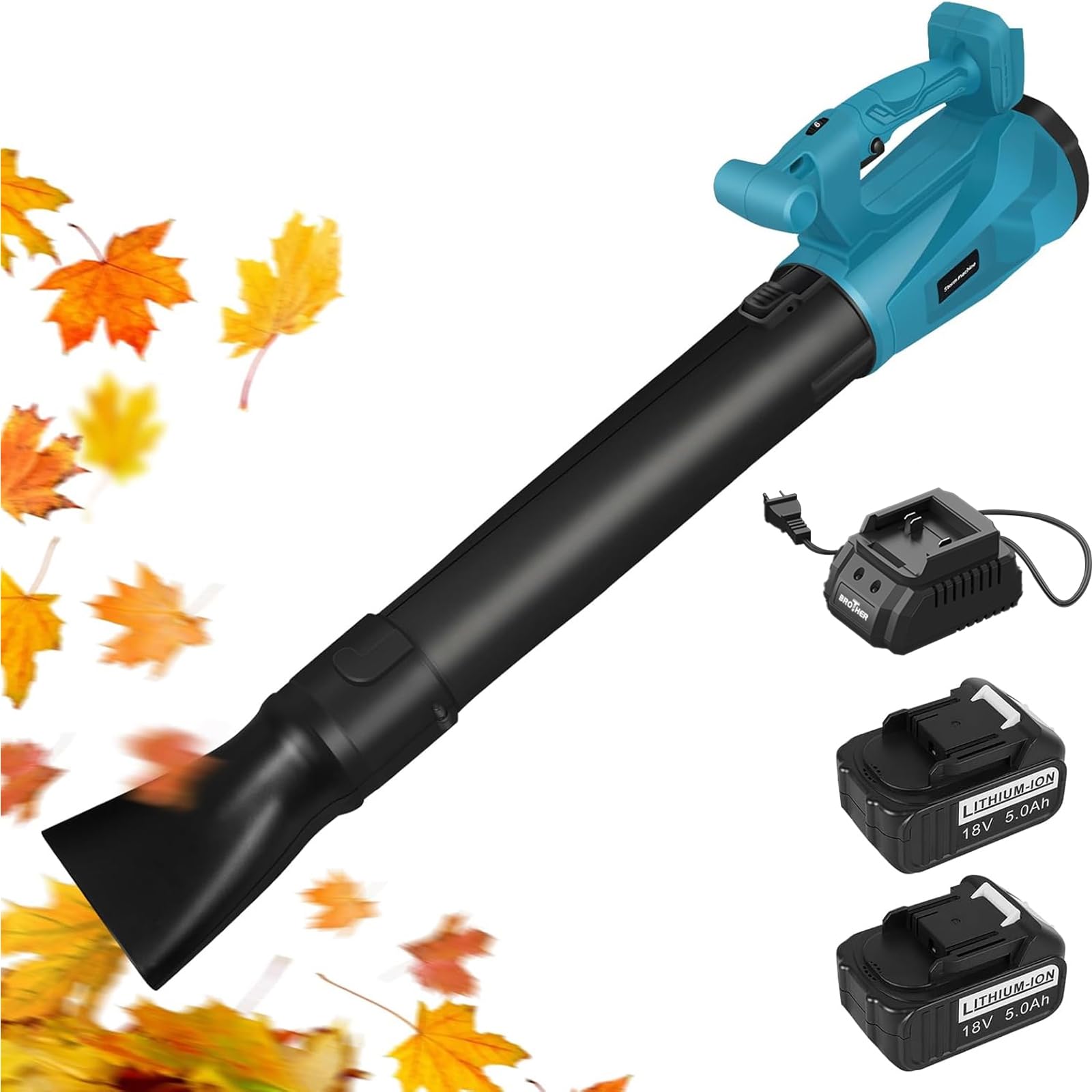 Souffleur de feuilles sans fil pour nettoyer la terrasse, les allées et les copeaux
