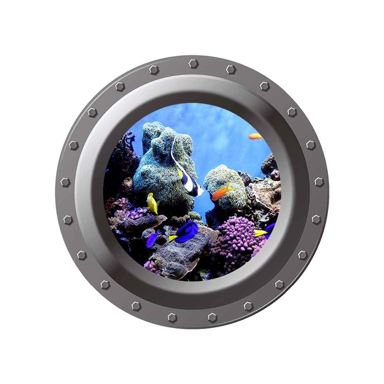 100yellow® 3D Vinyl Wall Decal Sticker Sea Wall Sticker for Home Décor (PVC Vinyl, 60 cm x 60 cm, Multi)