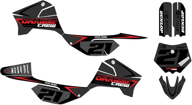 Graphics Kit for Apollo RFZ X4-X6 X14-X19 All Years Orange-Crew Series Red 09 Mil-Dirt pit bike motorcycle stickers,dirtbike racing decal automotive motocross accessories no plastics