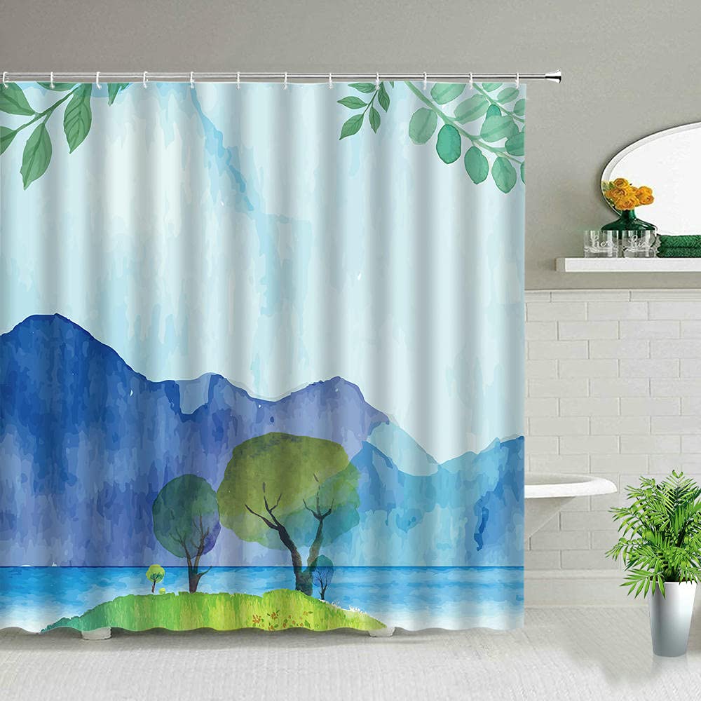 Shower Curtain for Bathroom Farmhouse Rustic Bathroom Curtain, Fabric Bathroom Shower Curtains,FabricShower Curtain-landscape180x200cm/70x80inch
