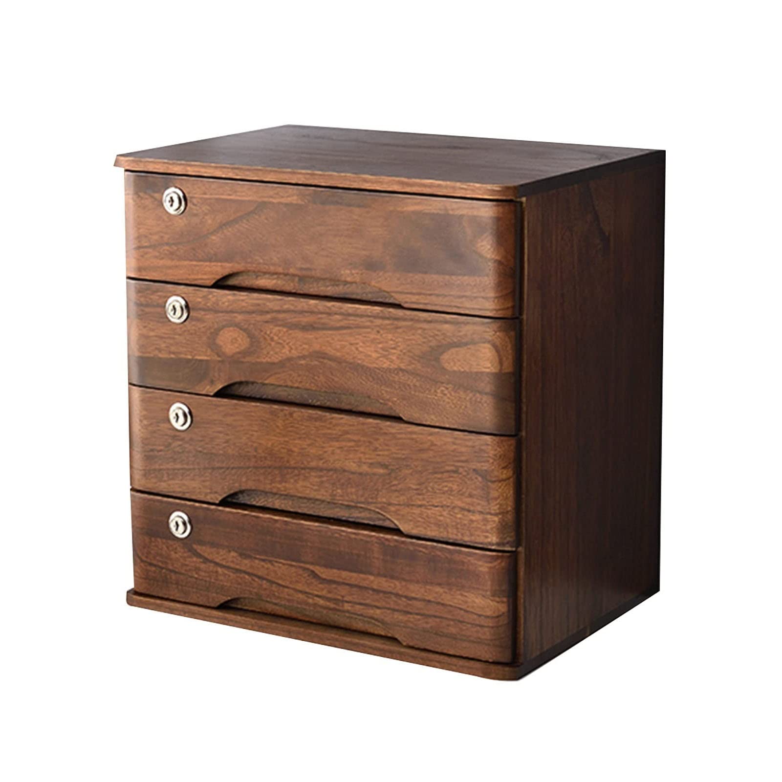 ASerZenith Lockable Wooden Desktop File Cabinet- Multi-Tier 2/3/4 Drawer Storage Solution For Office Supplies & Documents -& Efficient Desktop
