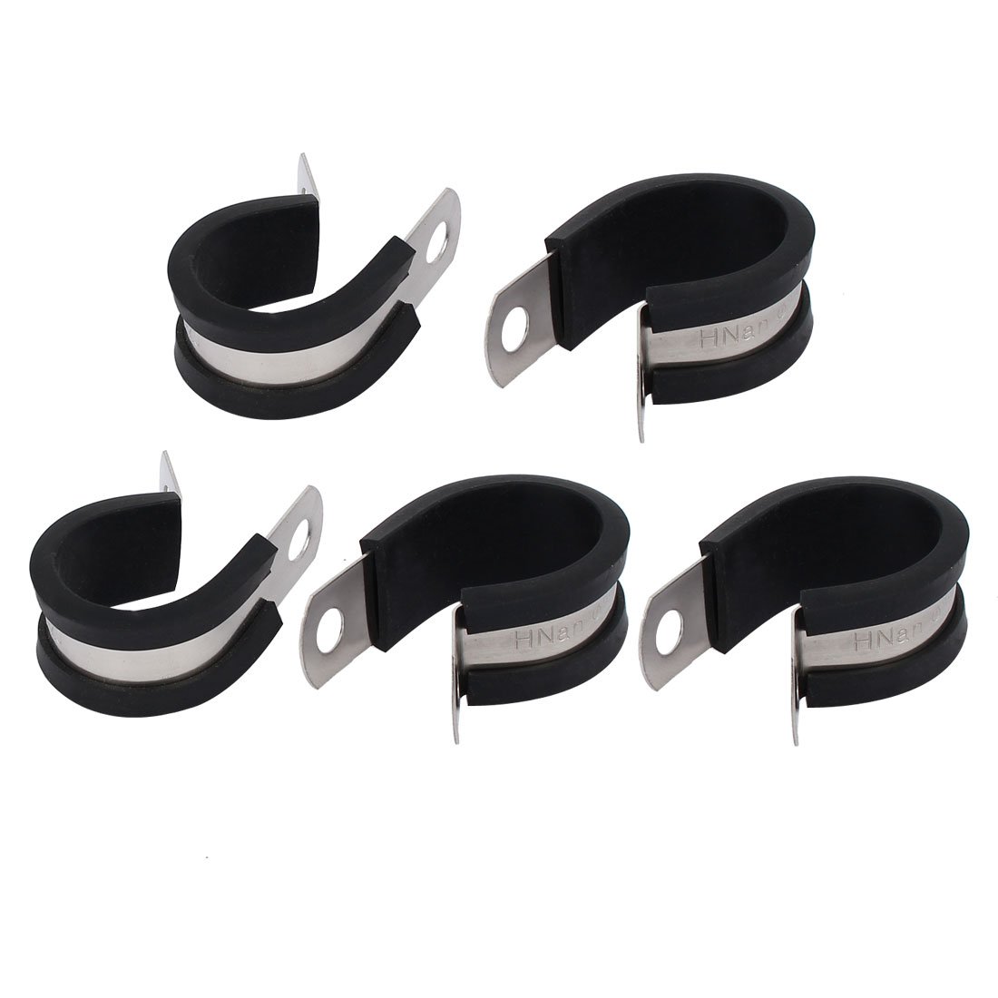 Aexit 22mm Dia Clamps EPDM Rubber Lined P Clips Cable Hose Pipe Clamps Strap Clamps Holder 5pcs