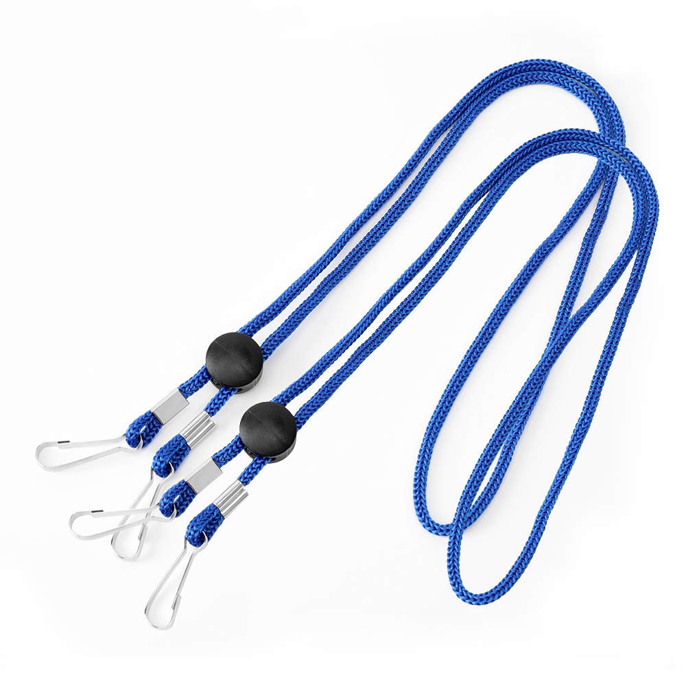 2 pack-Adjustable Length face shield Lanyard - Handy & Convenient Safety M.ask Holder & Hanger - Comfortable Around The Neck Facial Protection Rest & Ear Saver - Easy On & Off by Specialist ID(Blue)