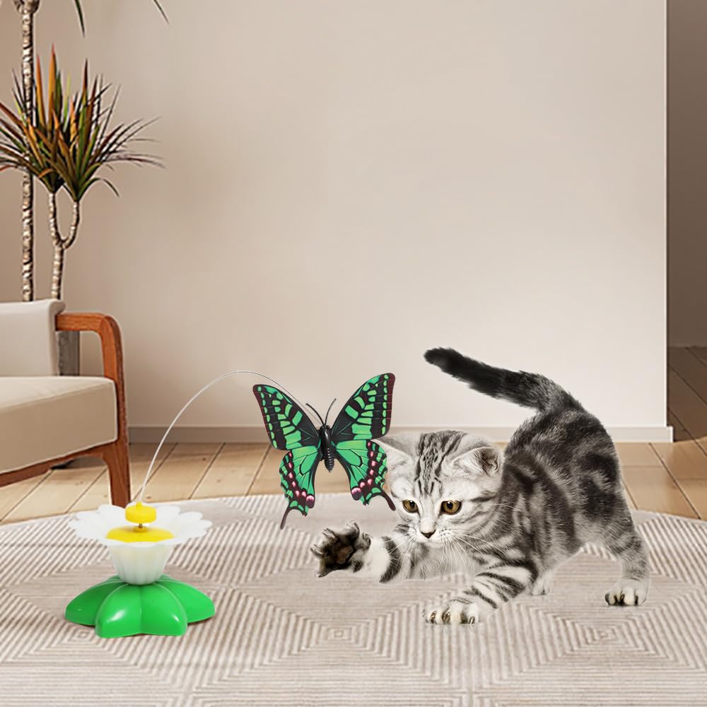 Drkicsy Juguete eléctrico para gatos, juguete interactivo para pájaros, juguete interactivo para gatos, juguete eléctrico giratorio de 360 grados, juguete interactivo de simulación de pájaros para