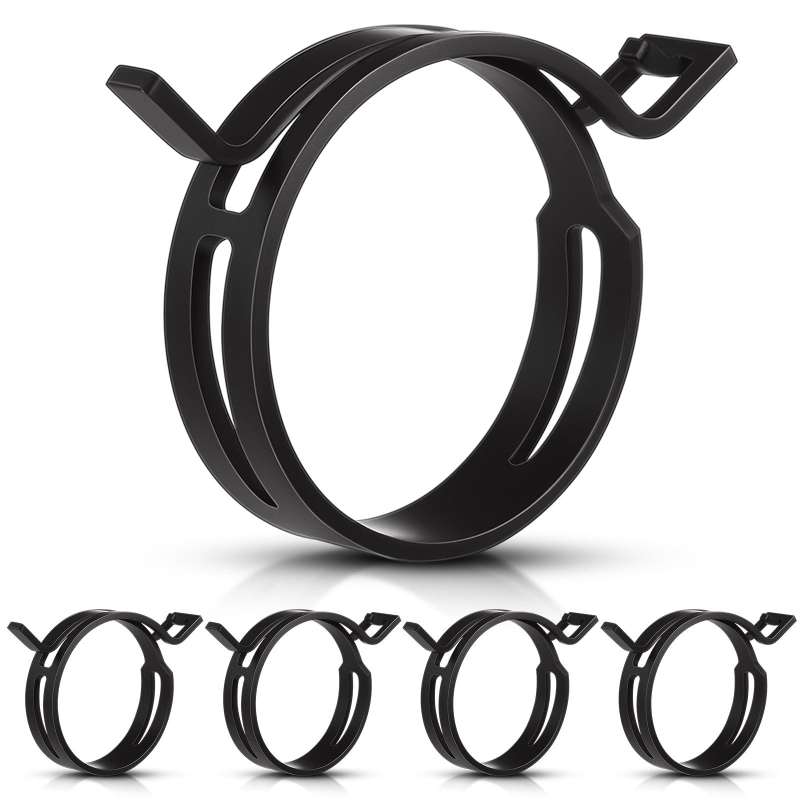 Geelin 5 Pieces Constant Tension Band Hose Clamps Black Fuel Line Clips 12mm Width (43.5mm - 53mm)