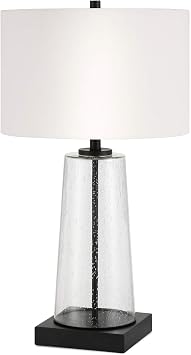 Henn&Hart 27" Transitional 1-Light Table Lamp, Clear Bubble Glass