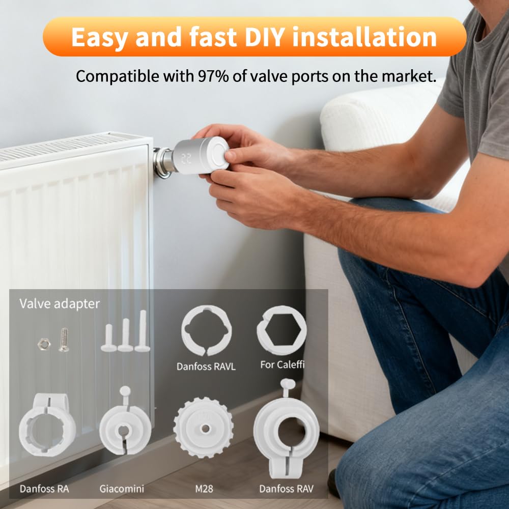 Termostato Radiatore ZigBee AR331-WZ, Valvola termostatica intelligente per termosifoni, Risparmio Energetico, Controllo tramite APP o comando vocale (Alexa e Google Assistant)
