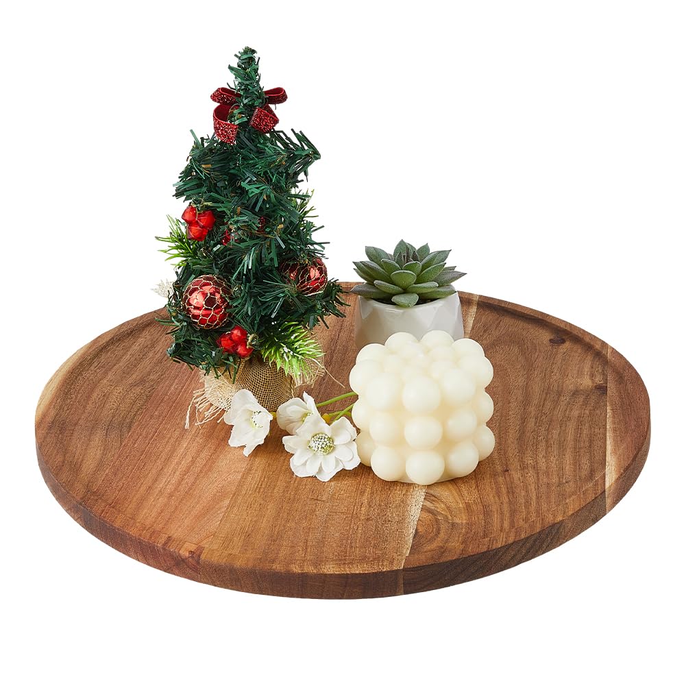 DICOSMETIC 35cm Bandeja de madera redonda Camel Bandeja de servir de madera Platos de servir de madera Tabla de embutidos de madera, Bandejas centrales de madera, Bandejas decorativas para decoración