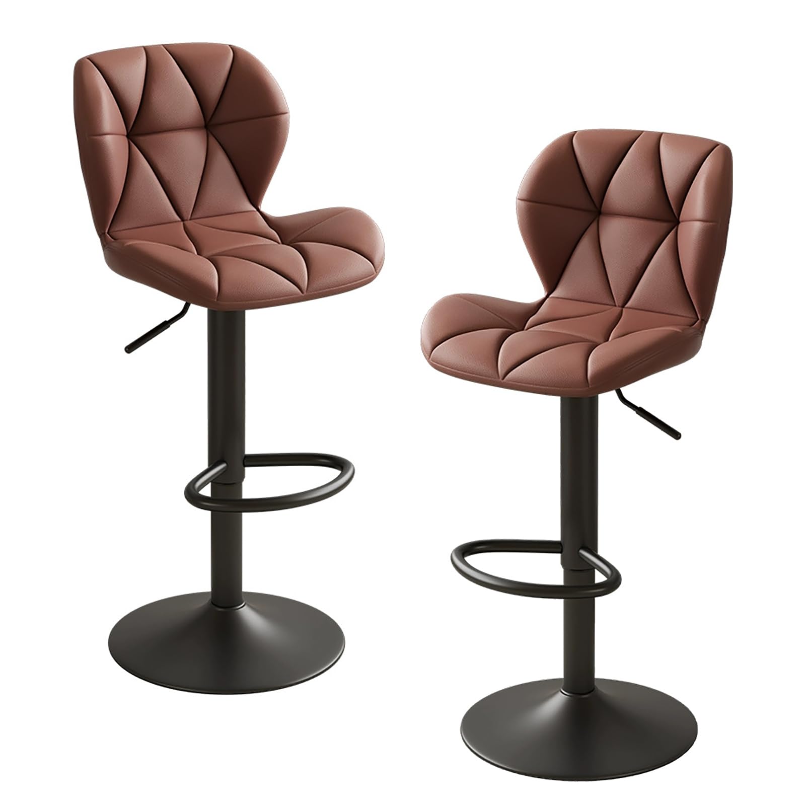 STUIJKVSZ Faux Leather Bar s Set of 2, Kitchen Counter Height Bar Chairs, Height Adjustable, Swivel Armless Bars with Footrest for Home Pub, Kitchen Island, Dining Room(Set of 2, Brown A)