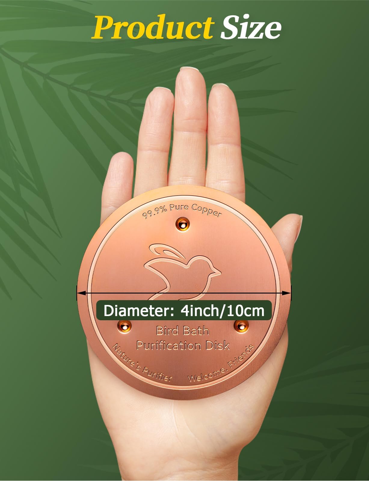 Disco de cobre para purificación de baño de pájaros para mantener limpio el baño de pájaros, Mellbree 0.6 mm, 99.99% de cobre puro, disco de limpieza para agua limpia física segura para todas las
