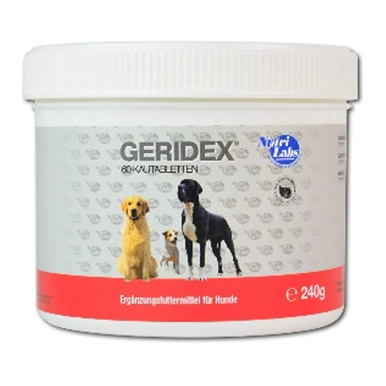 NutriLabs Geridex Pastillas para Perros Mayores, 60 Unidades, Pastillas para Personas Mayores con glucosamina, espino, etc