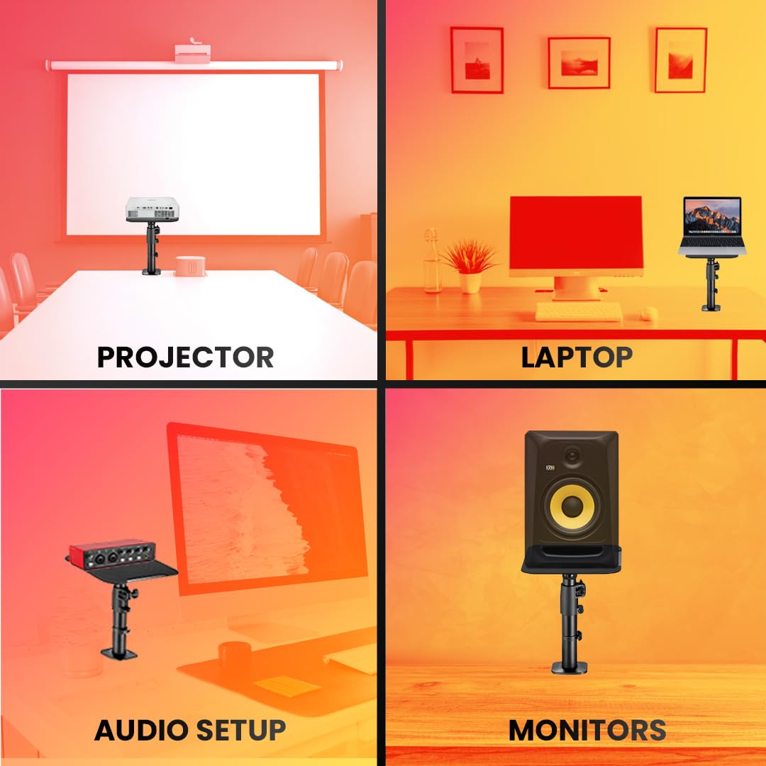 Audio Array AA-21 Desktop Mount Speaker Stands | 15KG Capacity | Height, Tilt & Rotation Adjustable | Smart Cable Management | for Sound Editing, Gaming, Music Production | Black (Set of 2) - Image 7 thumbnail