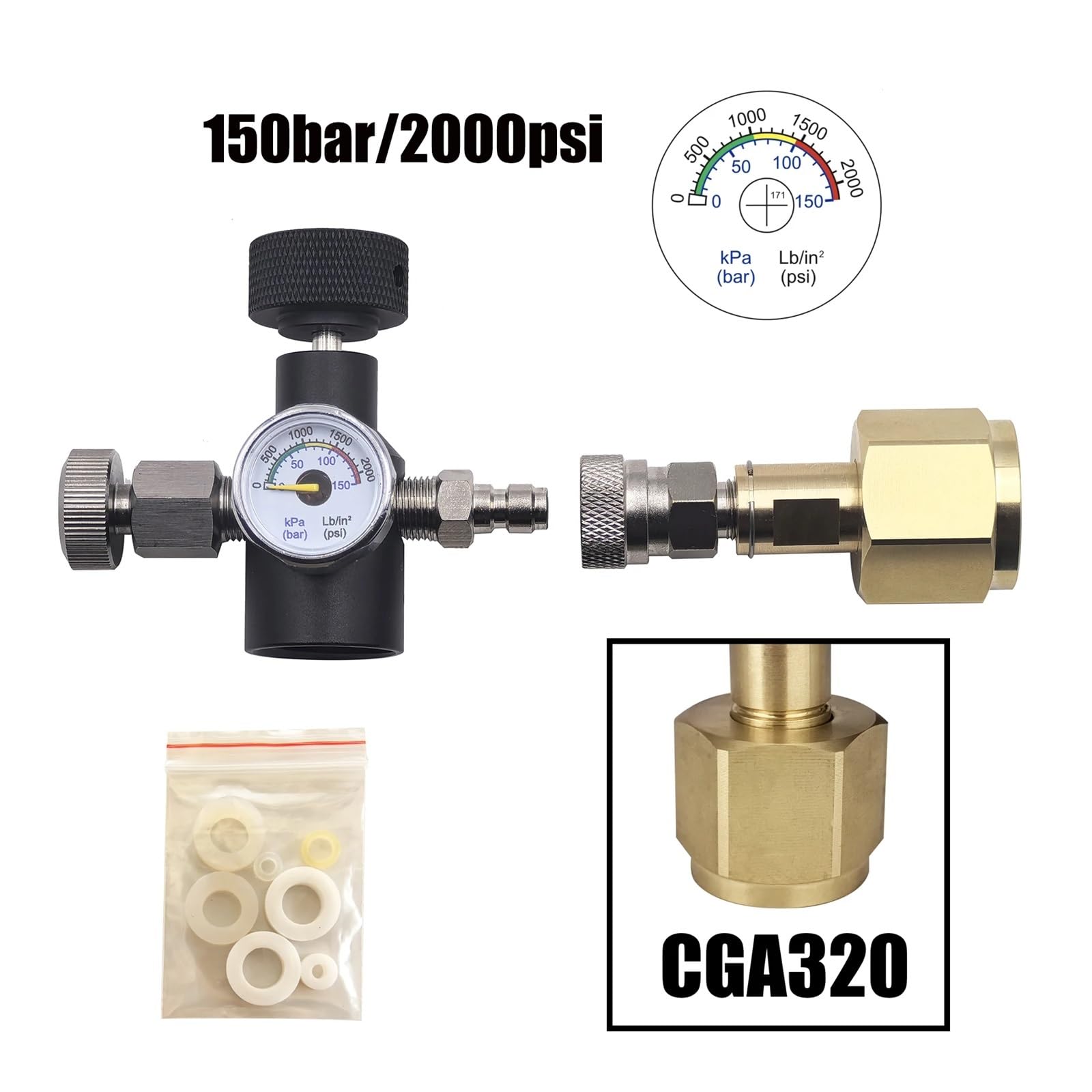 1 unidad de generador de agua de soda con gas, cilindro de dióxido de carbono, estación de llenado, botella, conector adaptador de recarga de CO2(CGA320 2Kpsi 150bar)