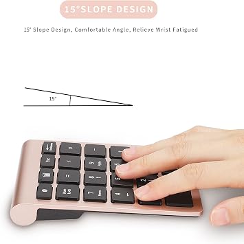 Bluetooth Number Pad, 22 Keys Numeric Keypad with Shortcut Keys, Portable 10-Key Financial Accounting Keyboard for Laptop PC Desktop - Rose
