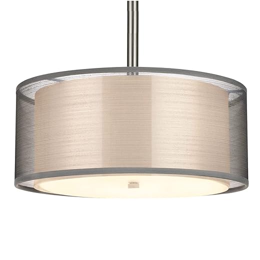 FRIDEKO HOME Lampenschirm E27 Modern Textil Lampenschime Deckenlampe Rund Stoff Lampenschirm Hängelampe für Wohnzimmer Küche Schlafzimmer Esszimmer,Ø30cm Grau