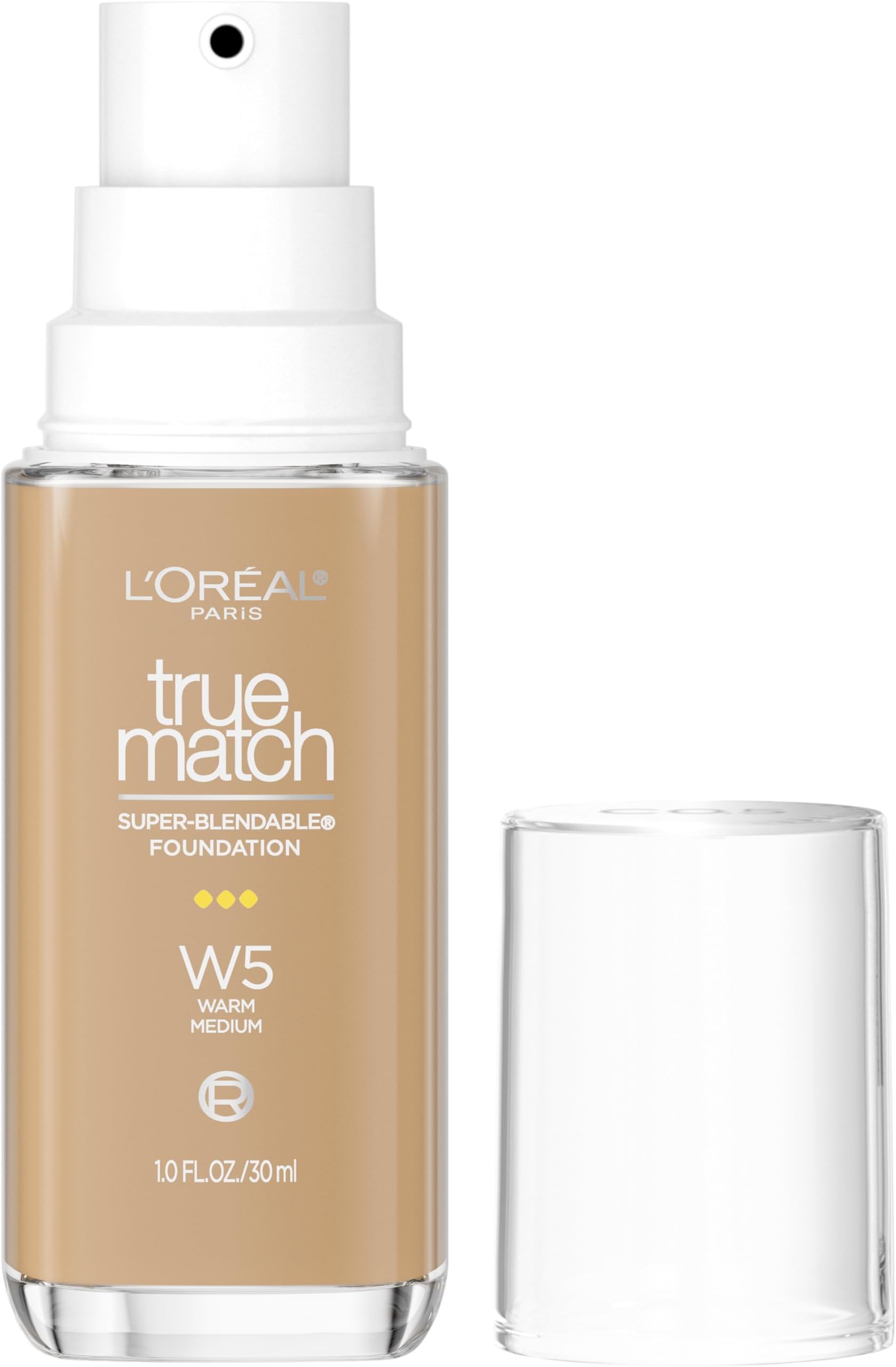 L'Oreal Paris True Match Super-Blendable Foundation, Medium Coverage Liquid Foundation Makeup, W5, Medium, 1 Fl Oz