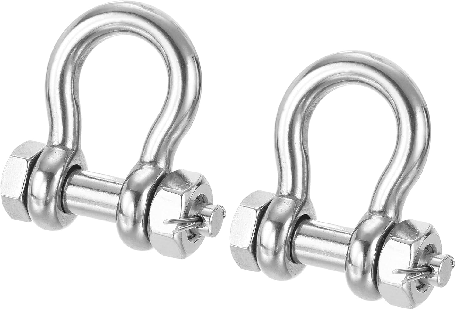 PATIKIL Shackle 1/2" with 5/8" Bolt 4409lbs, 2 Pack 316 Stainless Steel D Ring Shackle for Towing Rigging, Silver