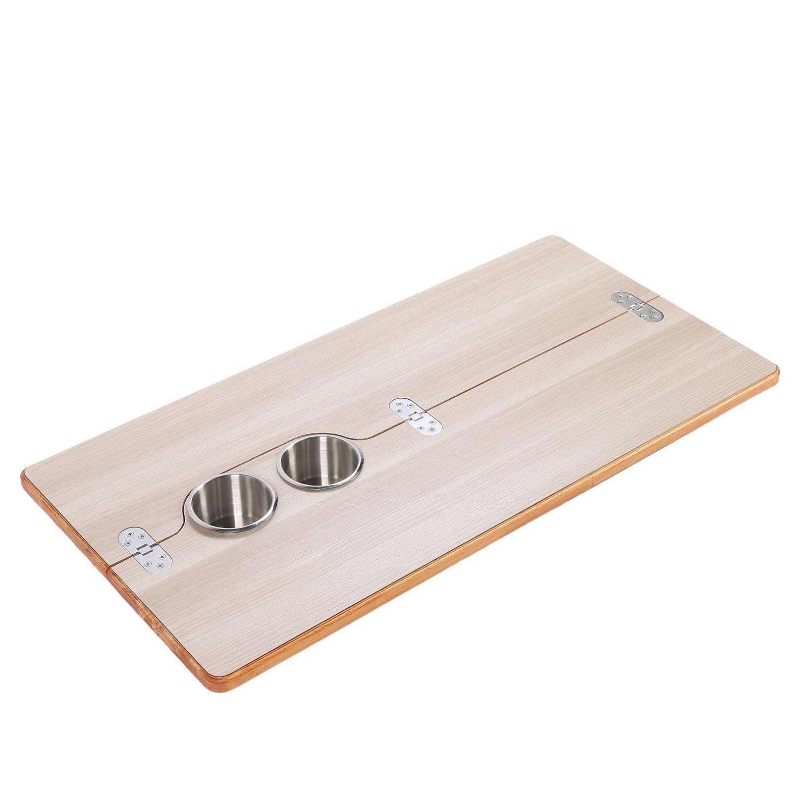 Tbest Klappbare Wohnmobil-Tischplatte, 80 X 39 cm, Massivholz, mit 2 Getränkehaltern für Arbeiten Am Yachtdeck (Holzfarbe)
