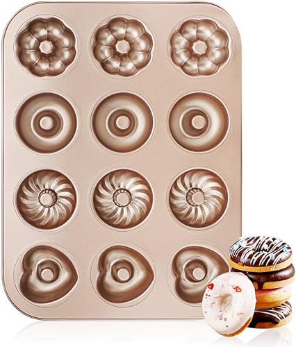 Miniatura 8 de Beasea Moldes de dona para hornear 6 cavidades, 2 unidades de moldes para hornear donas antiadherentes, molde para rosquillas y bagel, mini moldes