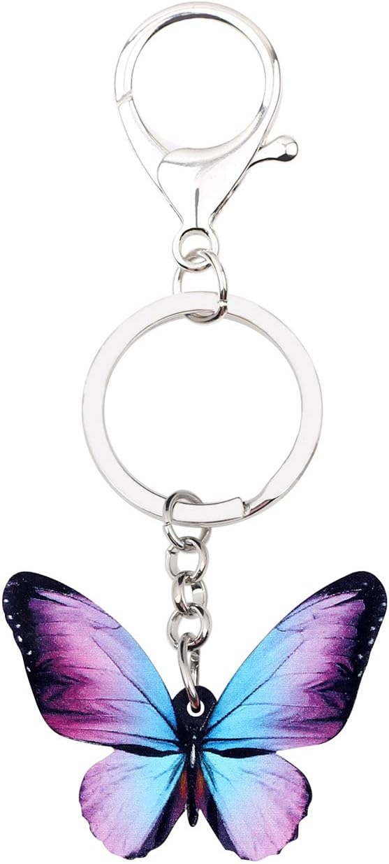 BONSNY Acrylic Floral Butterfly Keychains Key Ring Car Purse Bags INSECT Charms Gifts - Image 4