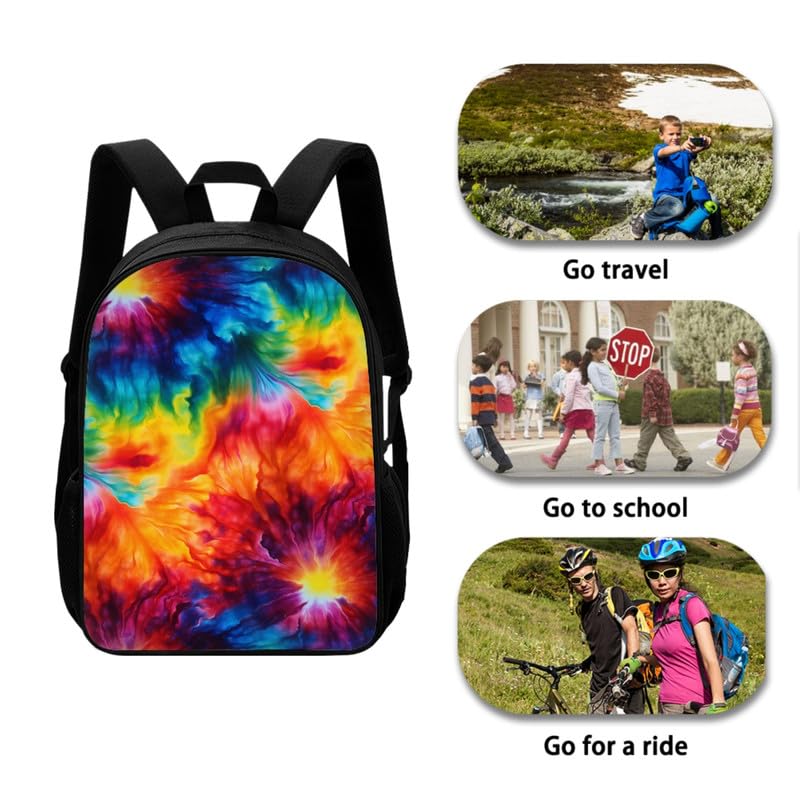 Rainbow Tie Dyeing Backpack 3Pcs Set Colorful Gradient 17inch School Backpack for Kids Students Boys Girls Tie Dye Art Bookbag Lunch Bag Pencil Case4