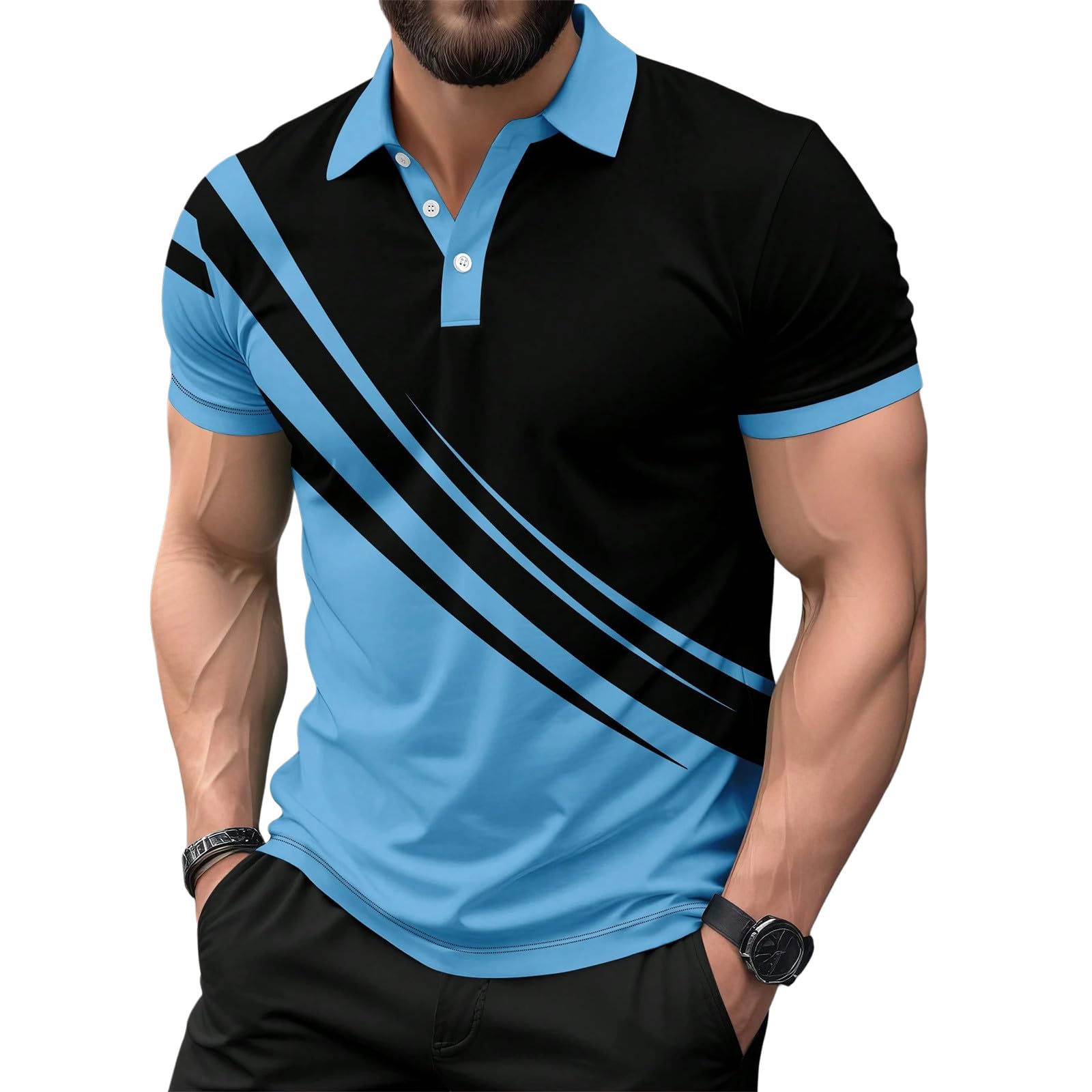 Polo Hombre Manga con Bolsillo en el Pecho Golf Polo Transpirable de Secado Rápido Poloshirt Deporte Hombre Slim Fit Tshirt Verano Camisa Hombre — view 10
