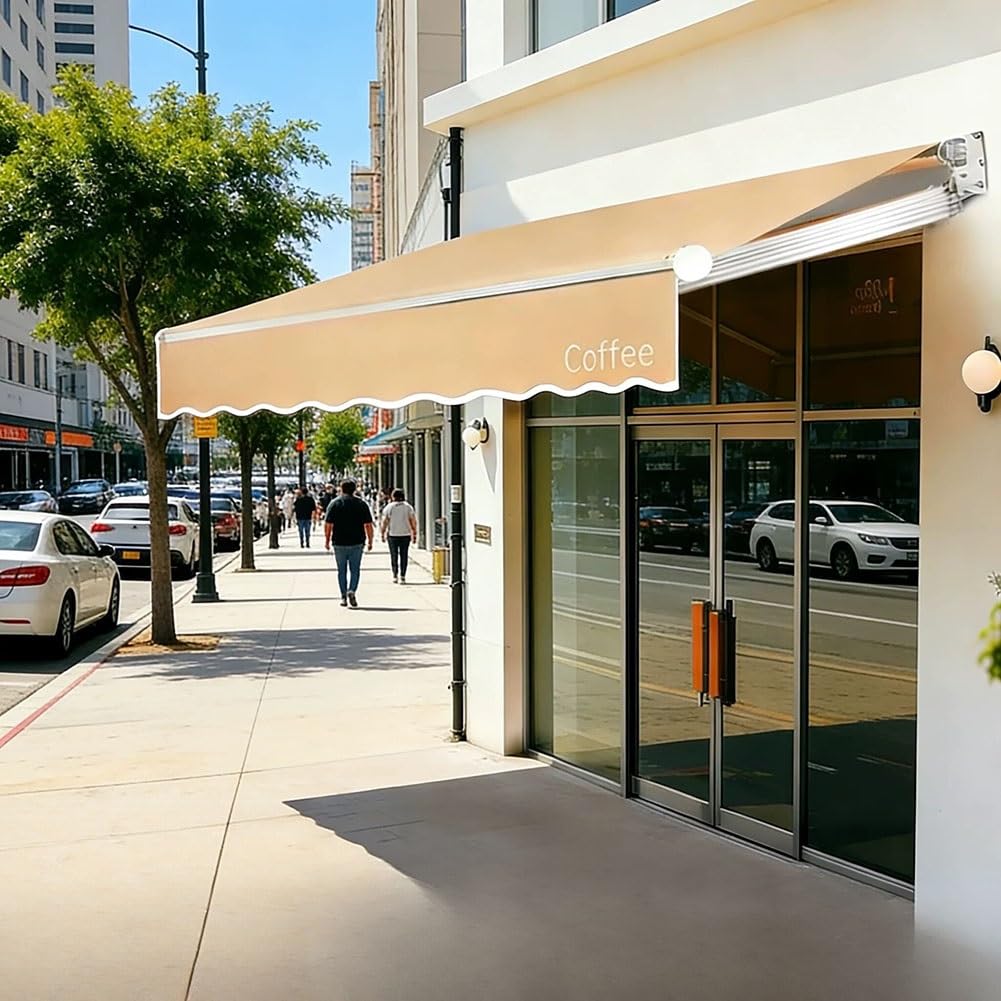 Store banne manuel de terrasse pour stopper les rayons UV et la petite pluie