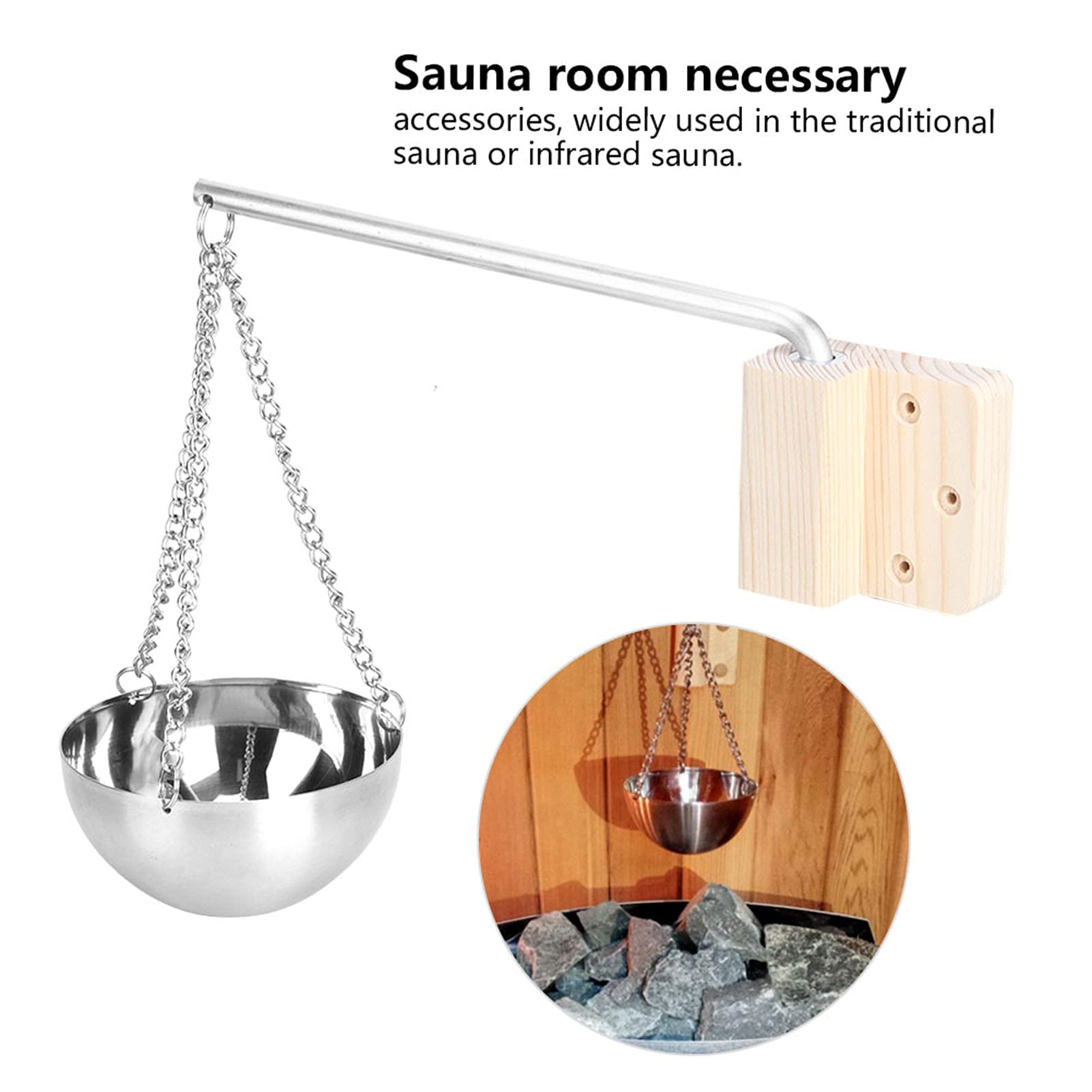 Accessori per la Stanza della Sauna della Ciotola Dell'olio Essenziale della Tazza Dell' della Sauna Dell'acciaio Inossidabile con il Braccio Oscillante per la Stanza della Sauna