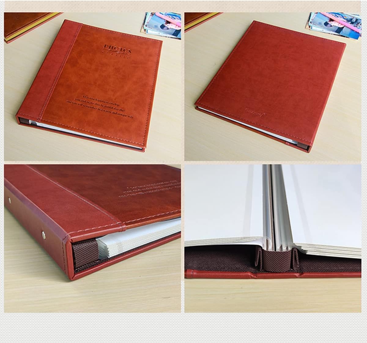 Self-Adhesive Photo Album A4 Photo Album Leather Retro Photo Album Self- Adhesive Film Album DIY Used for Wedding Guest Anniversary (Color : Multi-Colored Size : 28x32.5x4cm)