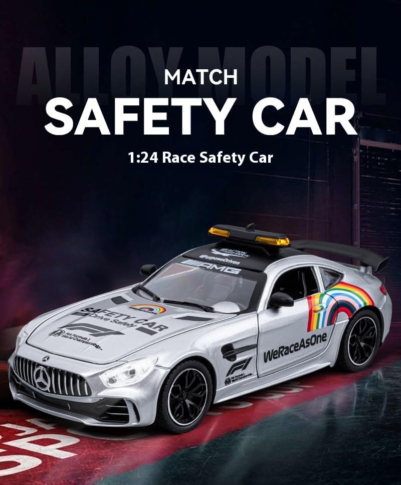 Image of 1:24 Big Size Mercedes-Benz F1 Safety car Scale Model Car - Exclusive Alloy Metal Pull Back Die Cast Car Toy with Openable Doors, Light & Music - Best Gifts【Colors as Per Stock】