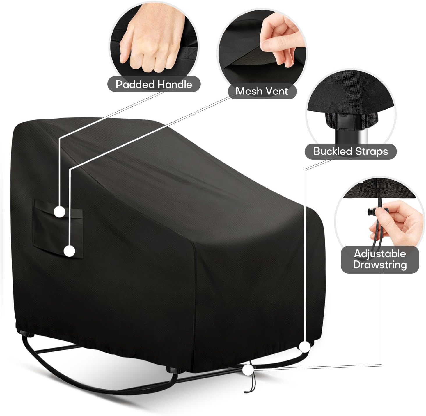 Outdoor Papasan Rocking Chair Cover Waterproof Patio Papasan Chair Cover for Rattan Wicker Lounge Chairs - 41" W x 45" D x 31" H