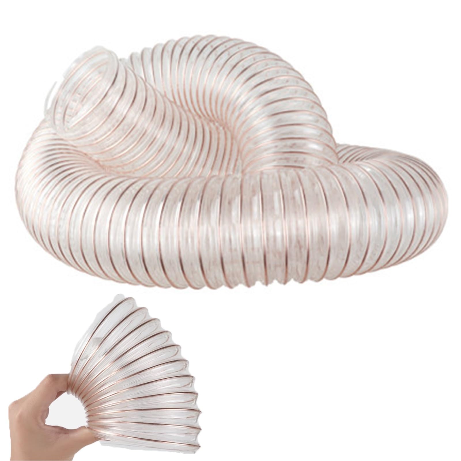 Tubo Flexible Tubo Flexible De Poliuretano De 300 Cm Para Recolección De Polvo, Manguera Recolectora De Residuos Con Abrazaderas De Acero Inoxidable Para Aspiradoras De Taller(Dia 95mm(3 3/4 in))