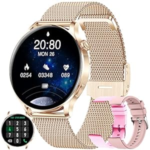 Smartwatch Dames, Fitness Tracker Horloge, IP68 Waterdichte Smart Watch met Bellen/Kiezen via Bluetooth, Stappenteller, Slaapmonitor, Gezondheids Activity Tracker voor Android iPhone (Goud)