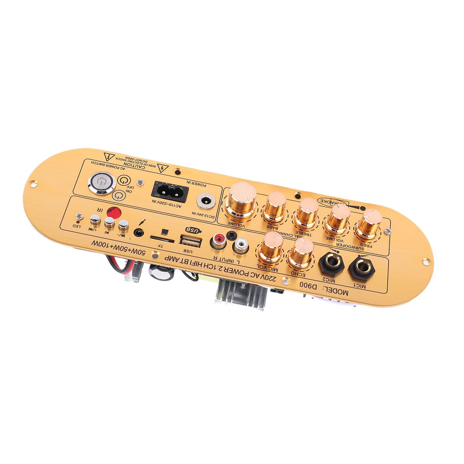 Generic Płyta Wzmacniacza Audio Premium Bluetooth 5.0 2.1-kanałowa Kontrola Dźwięku dla Domowego Studia ze Stopu Aluminium (wtyczka UE)