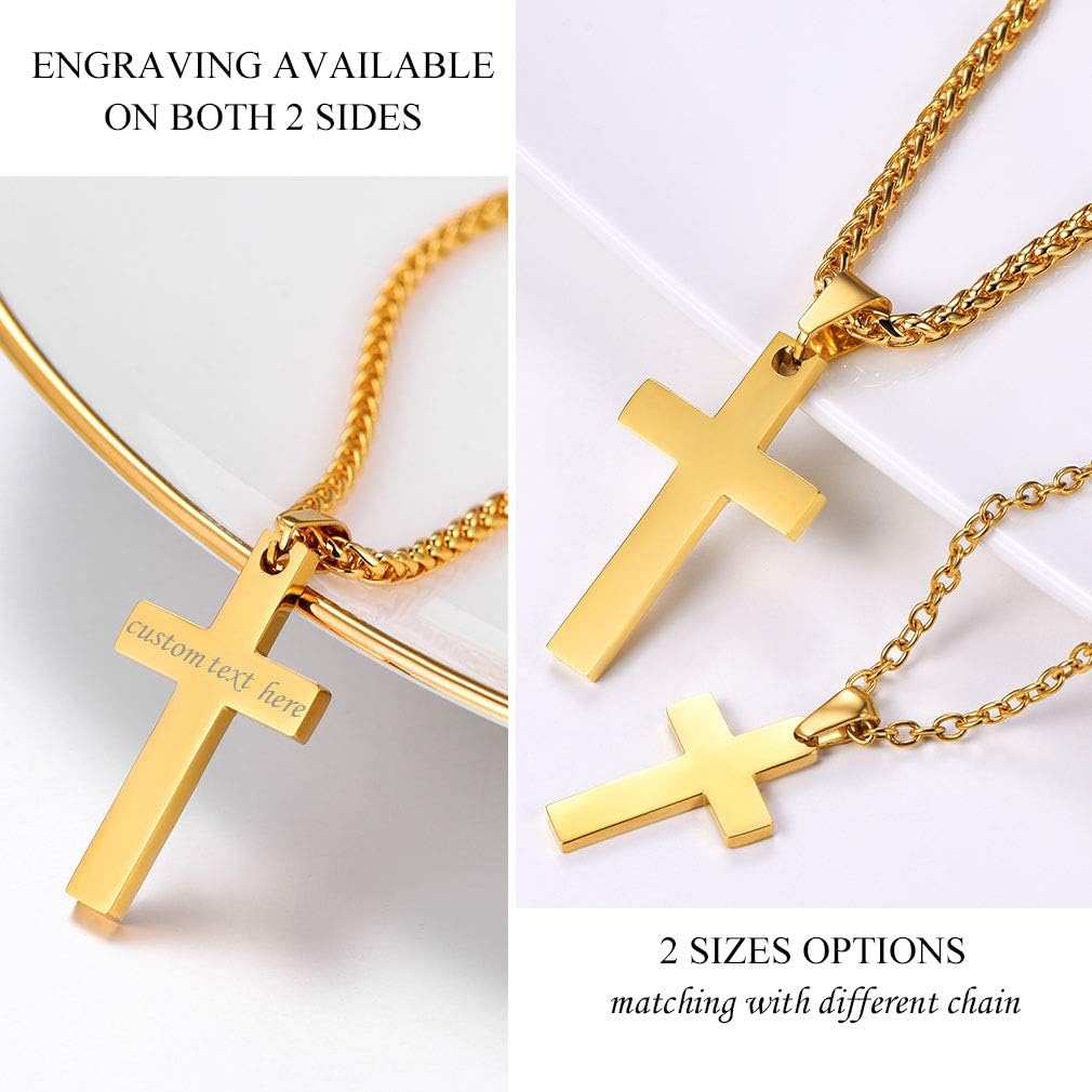 Miniatura 2 de PROSTEEL Collar de cruz para hombres y mujeres, acero inoxidable 316L, doradoplatanegrooro rosatono azul, hipoalergénico, dos tamaños, viene en caja
