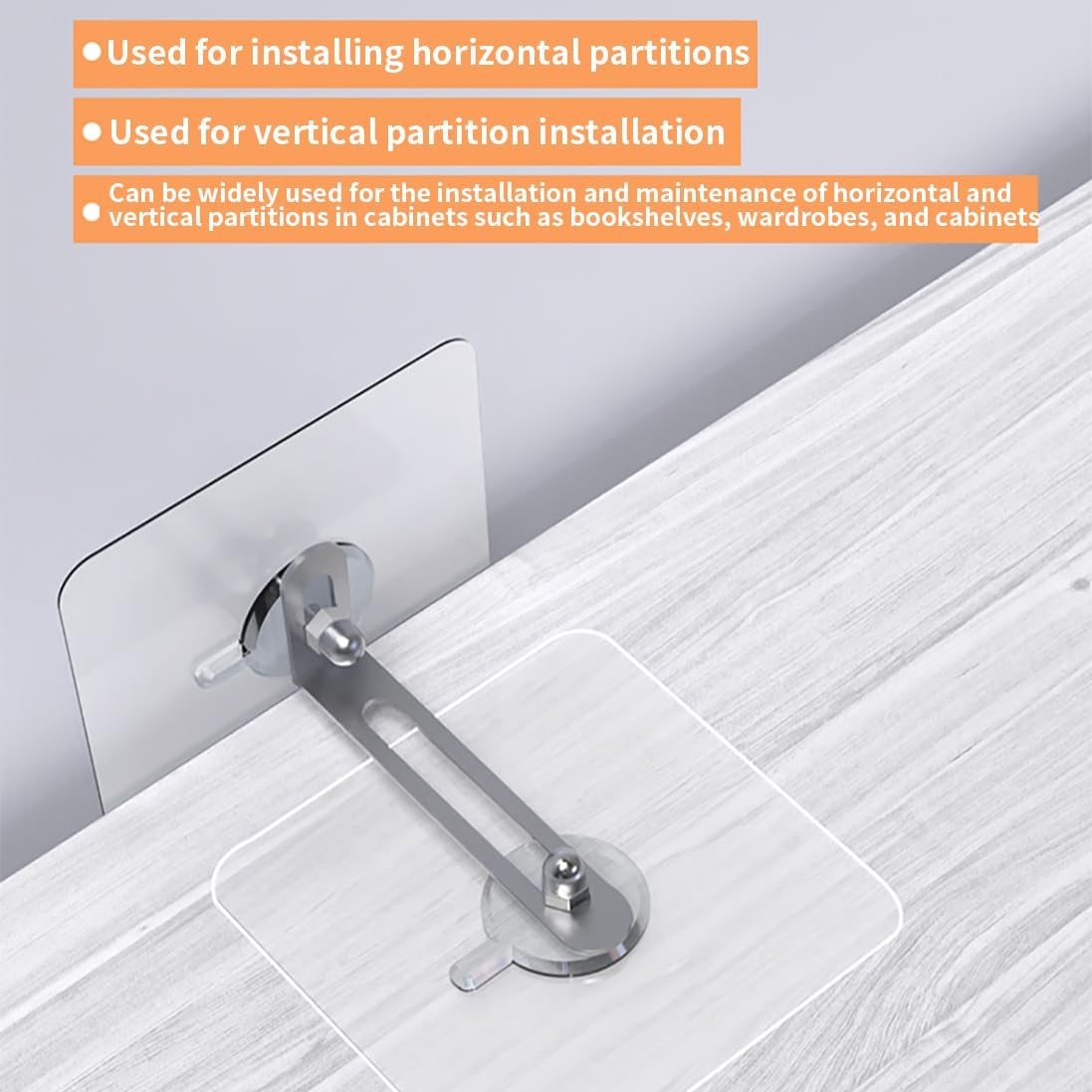 6 Sets Adjustable Punch Free Shelf Support Pegs, Closet Shelf Holder, Adhesive Shelves Clips for Cabinets, Kitchen, Wardrobe & Bookshelves, Anti Tilt Bracket for Furniture