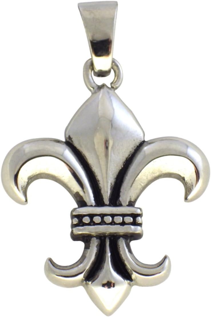 Fantasy Forge Jewelry Fleur de Lis Necklace Mens Womens Stainless Steel French Saints Pendant