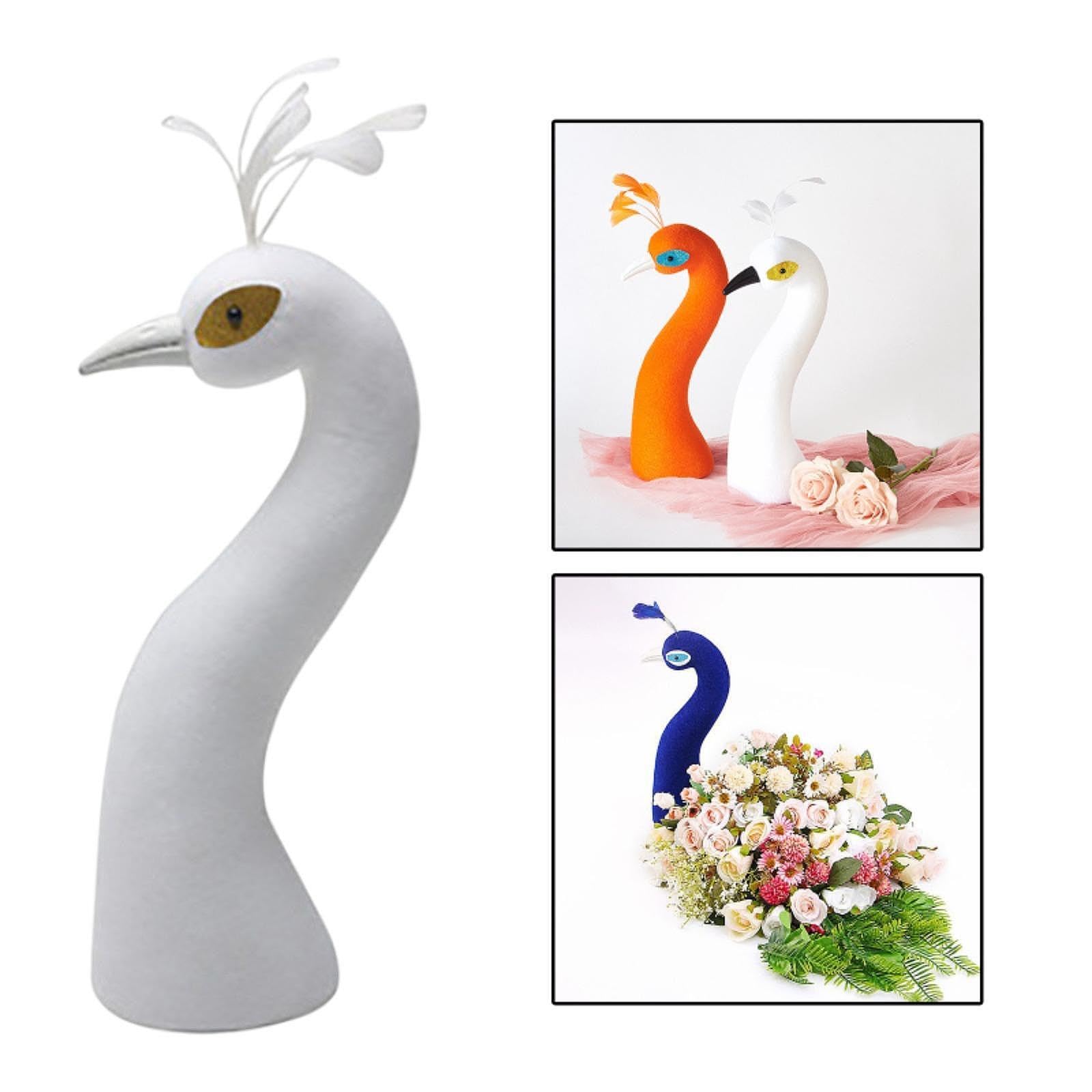 perfk Paon tête de Mannequin, décor d'arrangement floral, décoration de la panier ornement pour fête de Thanksgiving douche nuptiale, Blanc