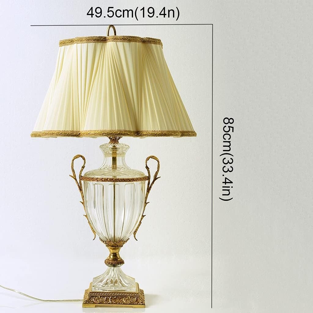 Lámparas de mesa, lámpara de lectura, lámpara de escritorio, lámpara de cristal para decoración de sala de estar, lámpara de tela para dormitorio, lámpara de mesita de noche, interruptor de botón,
