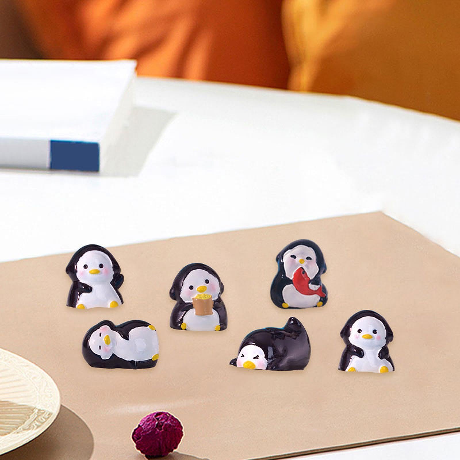 6x6 Piezas Mini Figuras de Pingüinos Adornos de Escritorio Decoración de Maceta Accesorios para Casas de Muñecas de Bonsáis DIY St, 6 Piezas