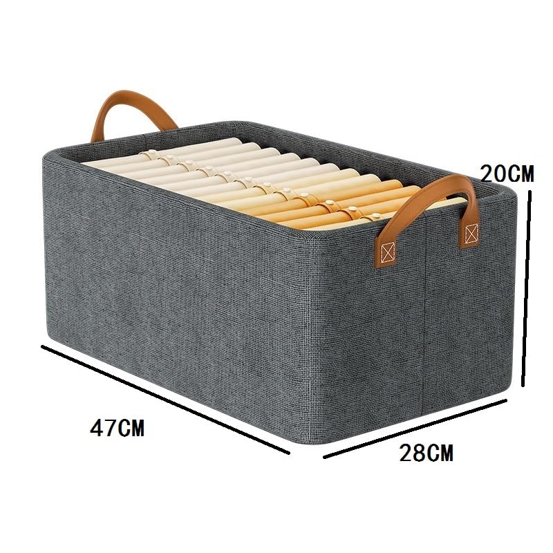 Contenedores grandes de tela con asas, 47 x 28 x 20 cm, impermeables, color gris
