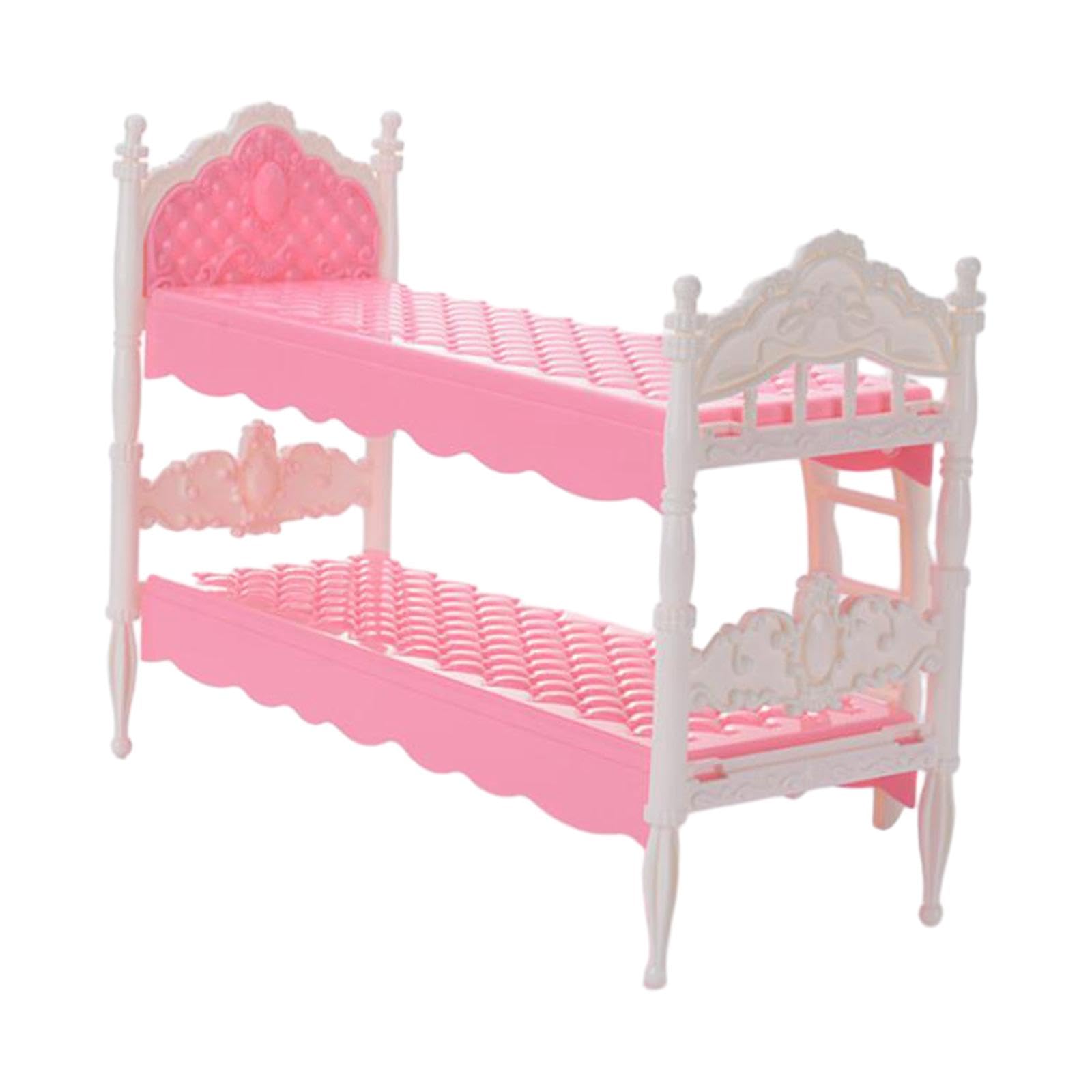 12TH Dollhouse Bunk Bed Mini Bunk Bed for Children Toys 1/12 Scale Doll House Pink|Dolls & Bears-image-45