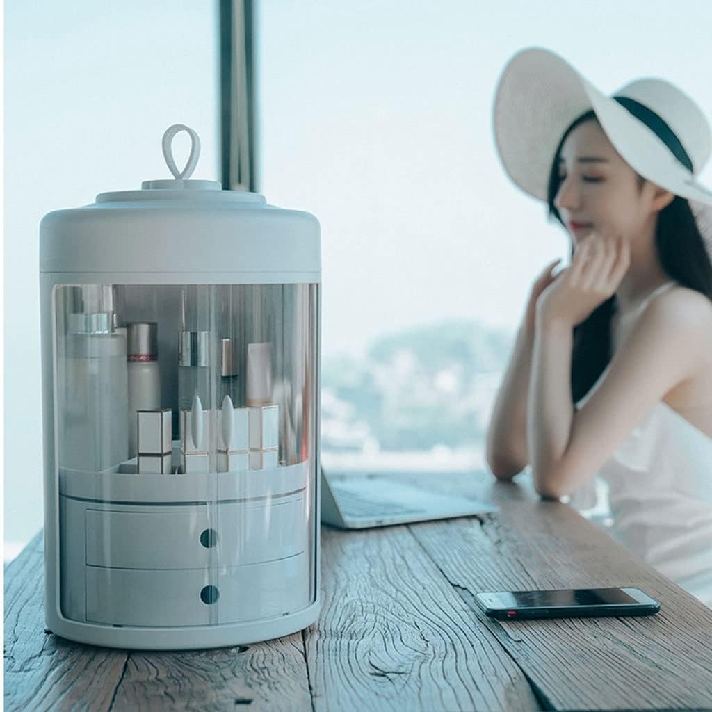 CHICKEN Skincare Organizers Portable Cosmetic Storage Box Skin Care Product Storage Box Creative Rotating Storage Box Suitable for Bathroom Bedroom Dresser Makeup Organizer Countertop(C) 8