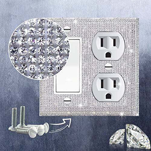 Image of Shiny Silver Rhinestones Outlet Covers Wall Plates Light Switch Cover Plate Decorative Switch Plates And Outlet Covers Bling Wall Plate Covers
