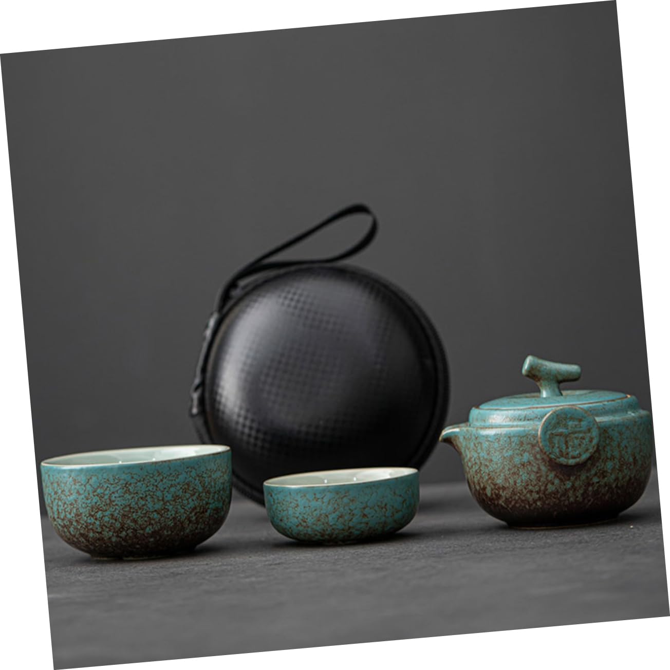 Teekanne Tee Geschenk Satz Satz Tragbares mit Stövchen und Tassen aus Keramik Chinesisches Reise Teeset für Erwachsene für Unterwegs und Tee Partys