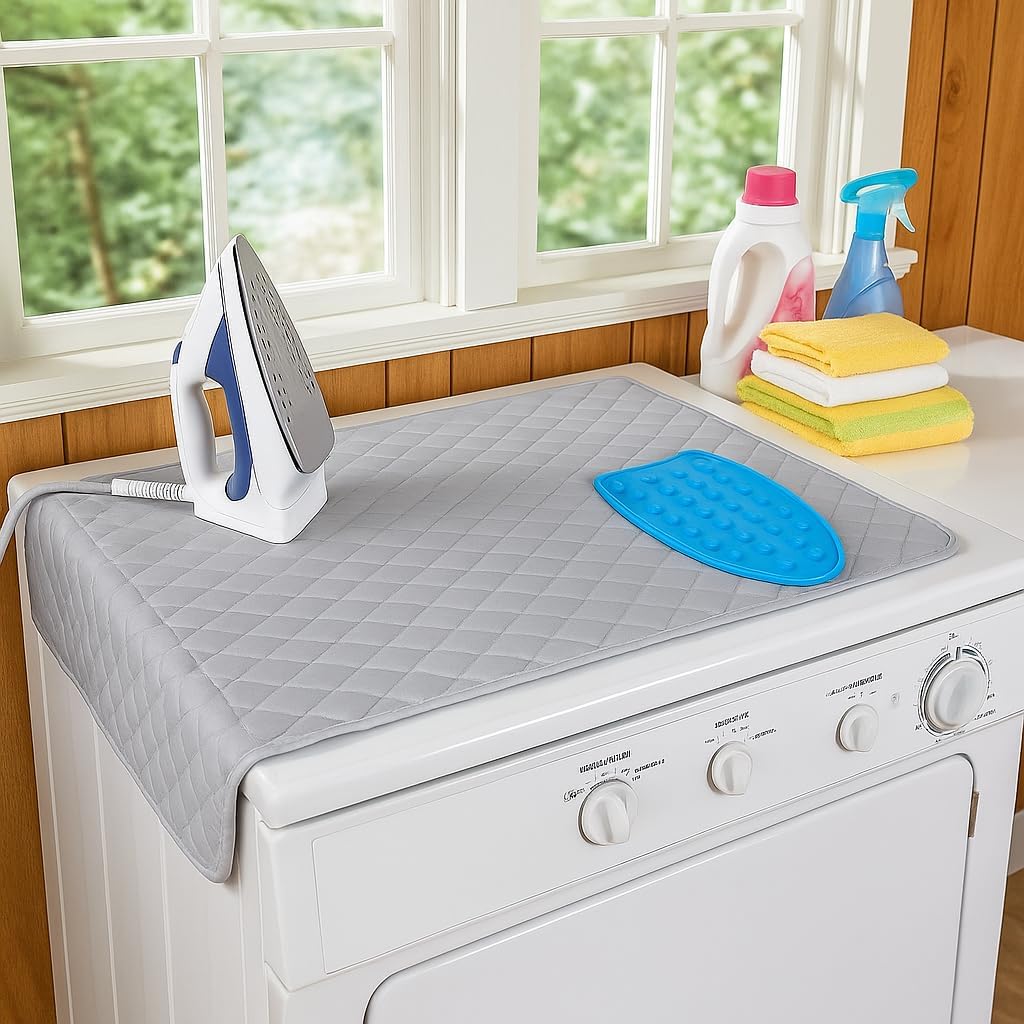 Iron Anywhere Quilted Magnetic Ironing Mat with Silicone Heat-Resistant Iron Rest – Travel & Home, 18” x 31”