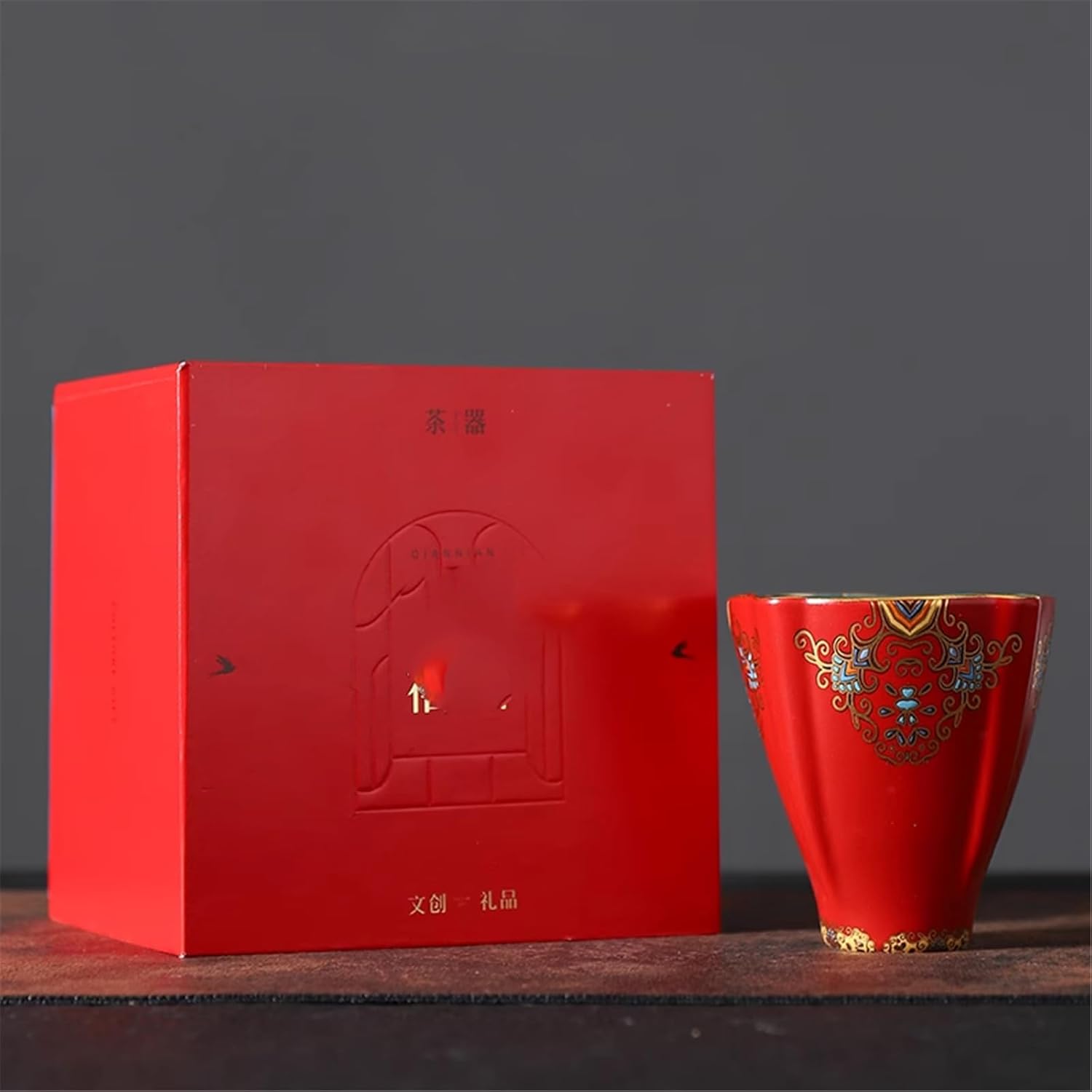 Enamel Ceramic Host Cup - Personal Teacup with Imperial Retro Style-style3