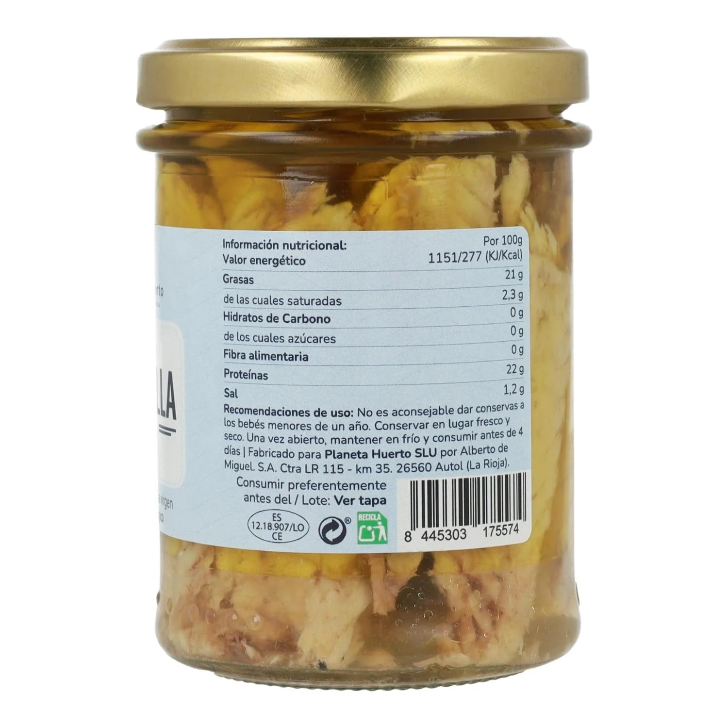 PLANETA HUERTO | Caballa en Aceite de Oliva ECO 190 g | Pack de 12 Unidades | Ecológica, Rica en Omega-3 y Proteína | Conserva Gourmet sin Aditivos, Ideal para una Alimentación Saludable