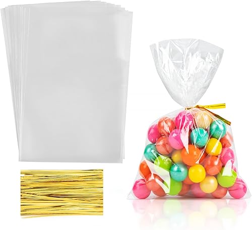 Miniatura 1 de Labeol Bolsas de celofán transparente, 150 unidades, 6 x 12 pulgadas, bolsas de regalo transparentes para embalaje, palomitas de maíz, regalos de